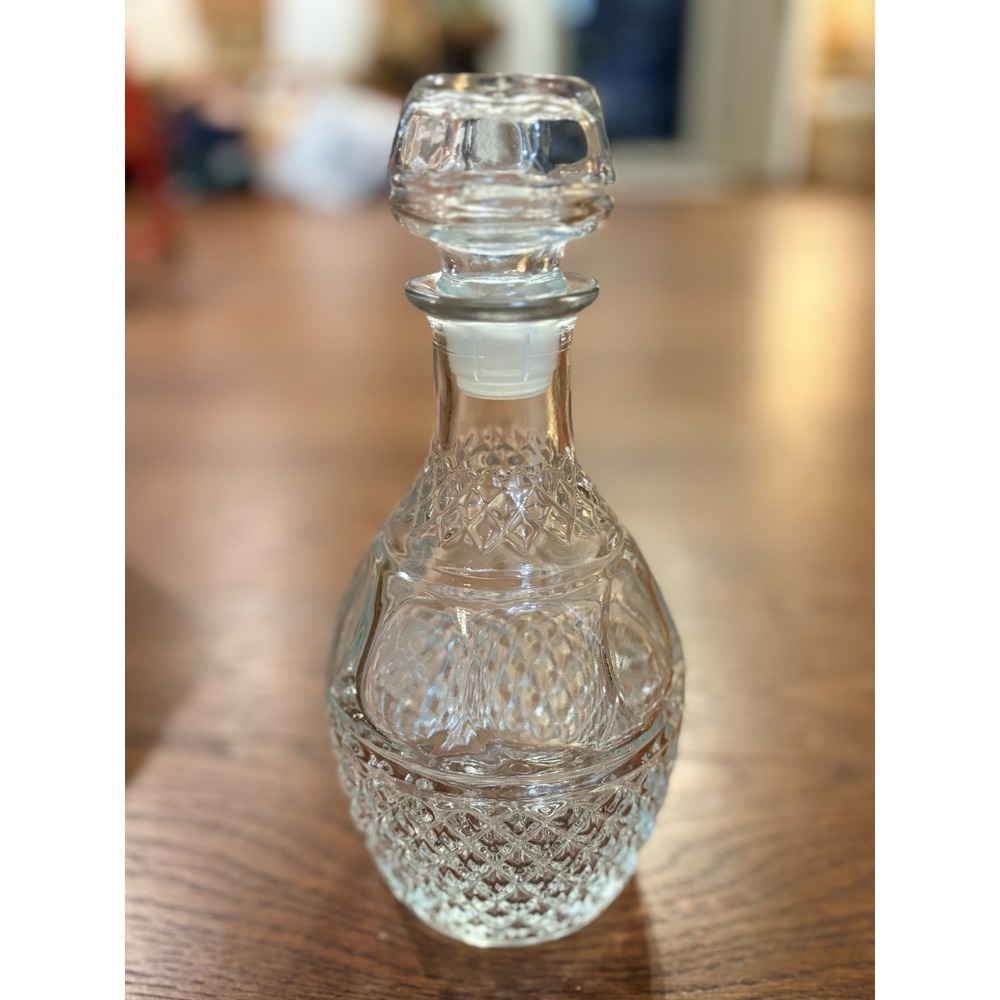 Vtg Princess House Wine/Liquor Glass Decanter Heritage Crown & Grapes Barware